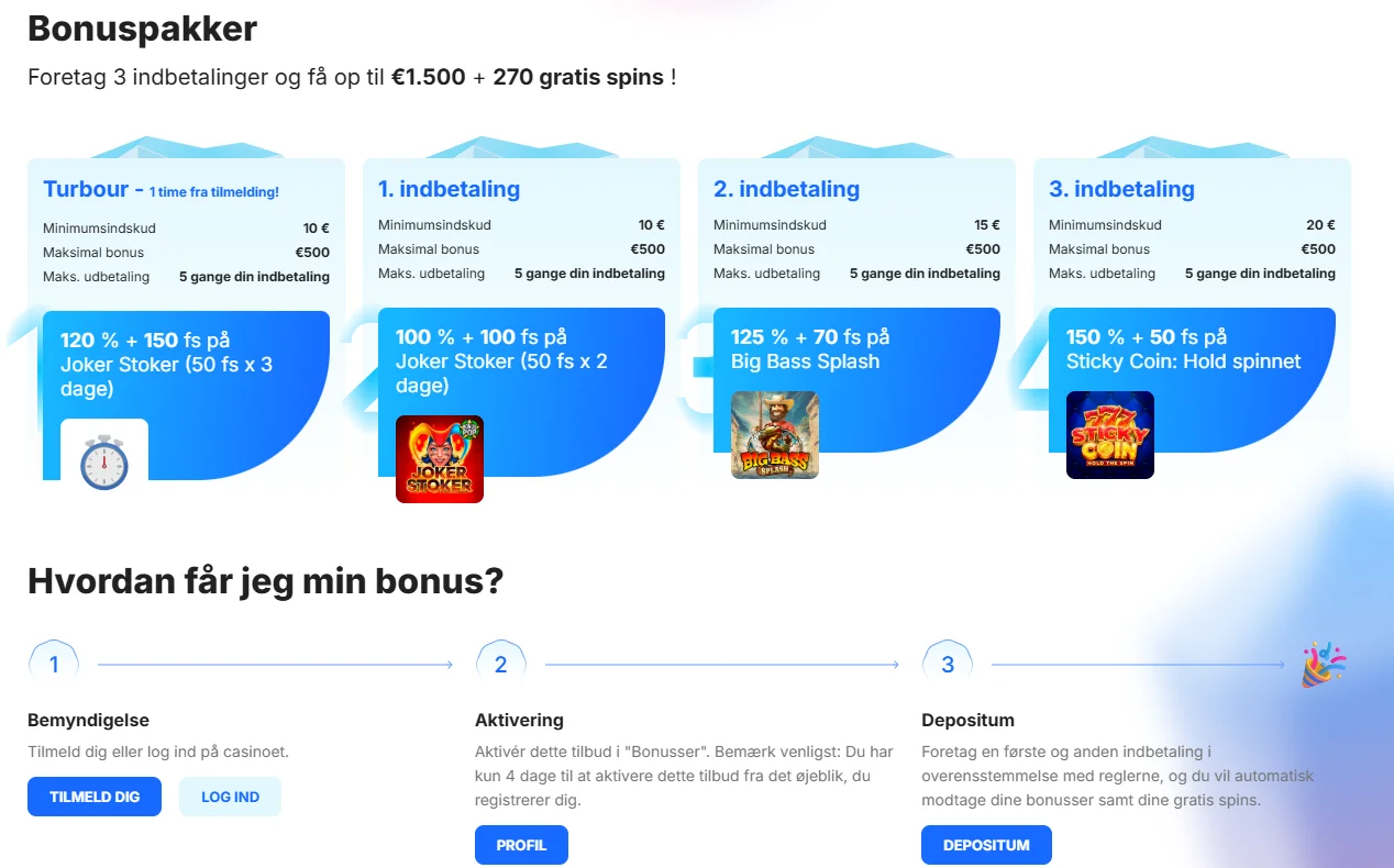 billede af Ice Casinos aktuelle velkomstbonusside med tre bonusstadier