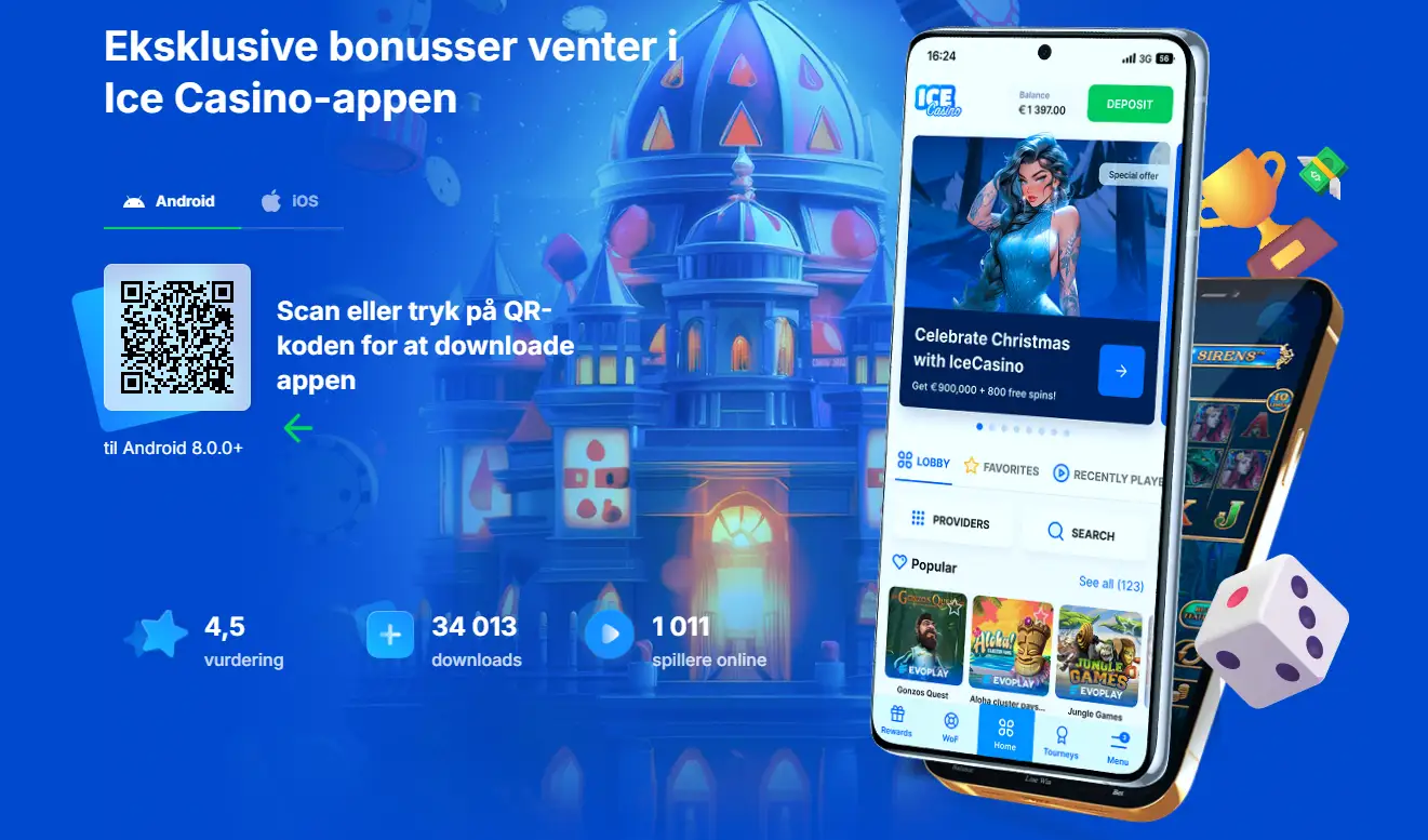 Ice Casino på mobil med browser- og appmuligheder
