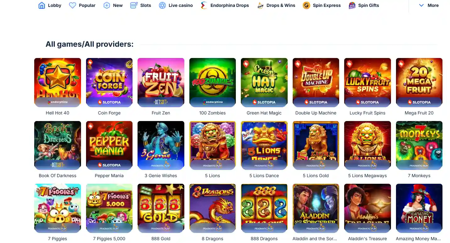 billede af Ice Casinos officielle spillobby med spil og kategorier